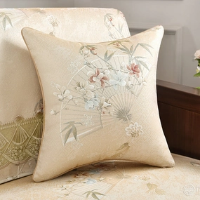 Cream Oriental Blossom Throw Cushionhome decoration ,modern home decor 