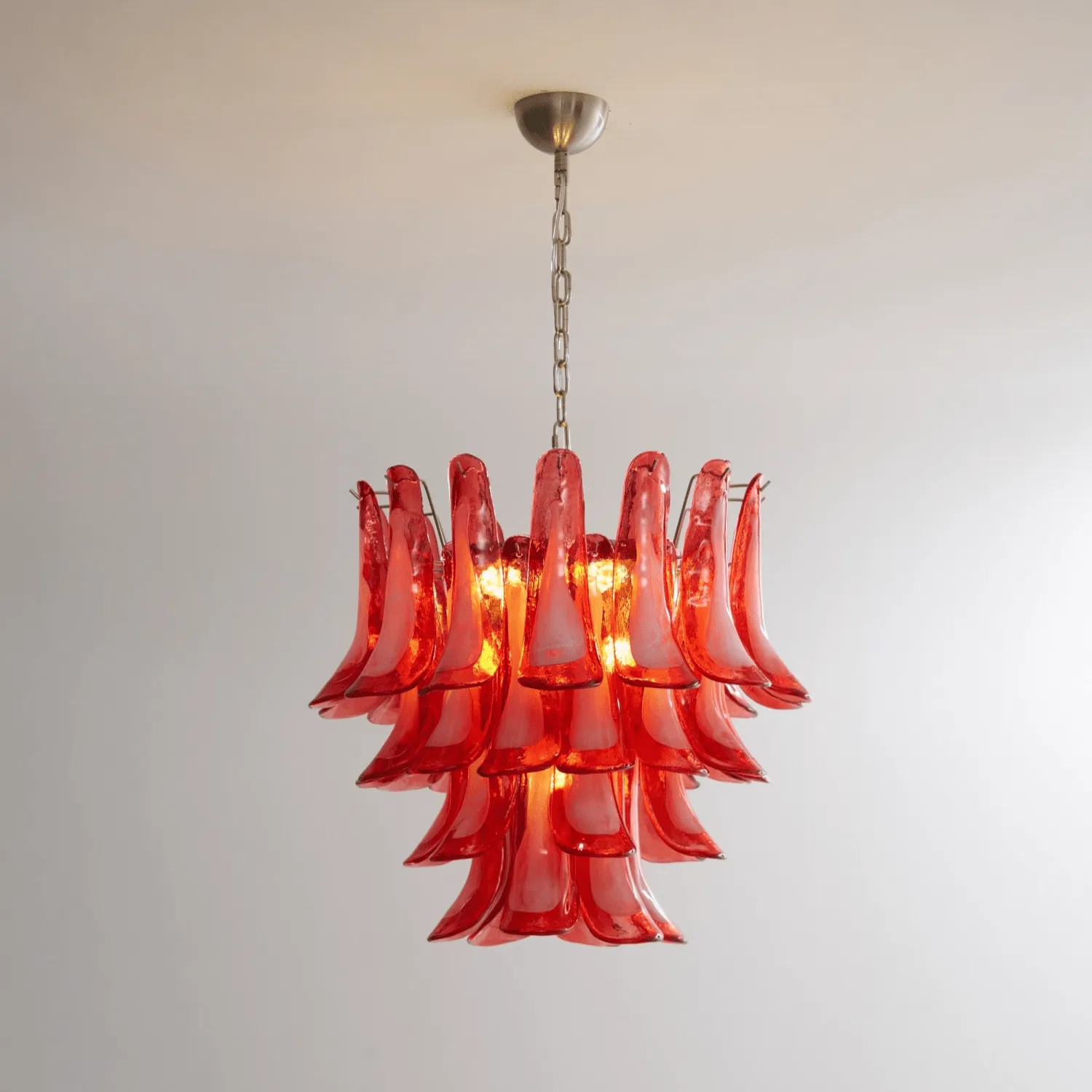 Crimson Glass Murano Petals Chandelier