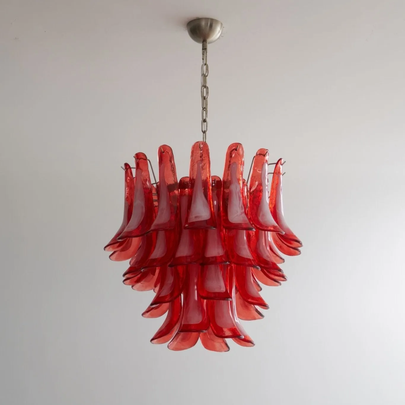 Crimson Glass Murano Petals Chandelier