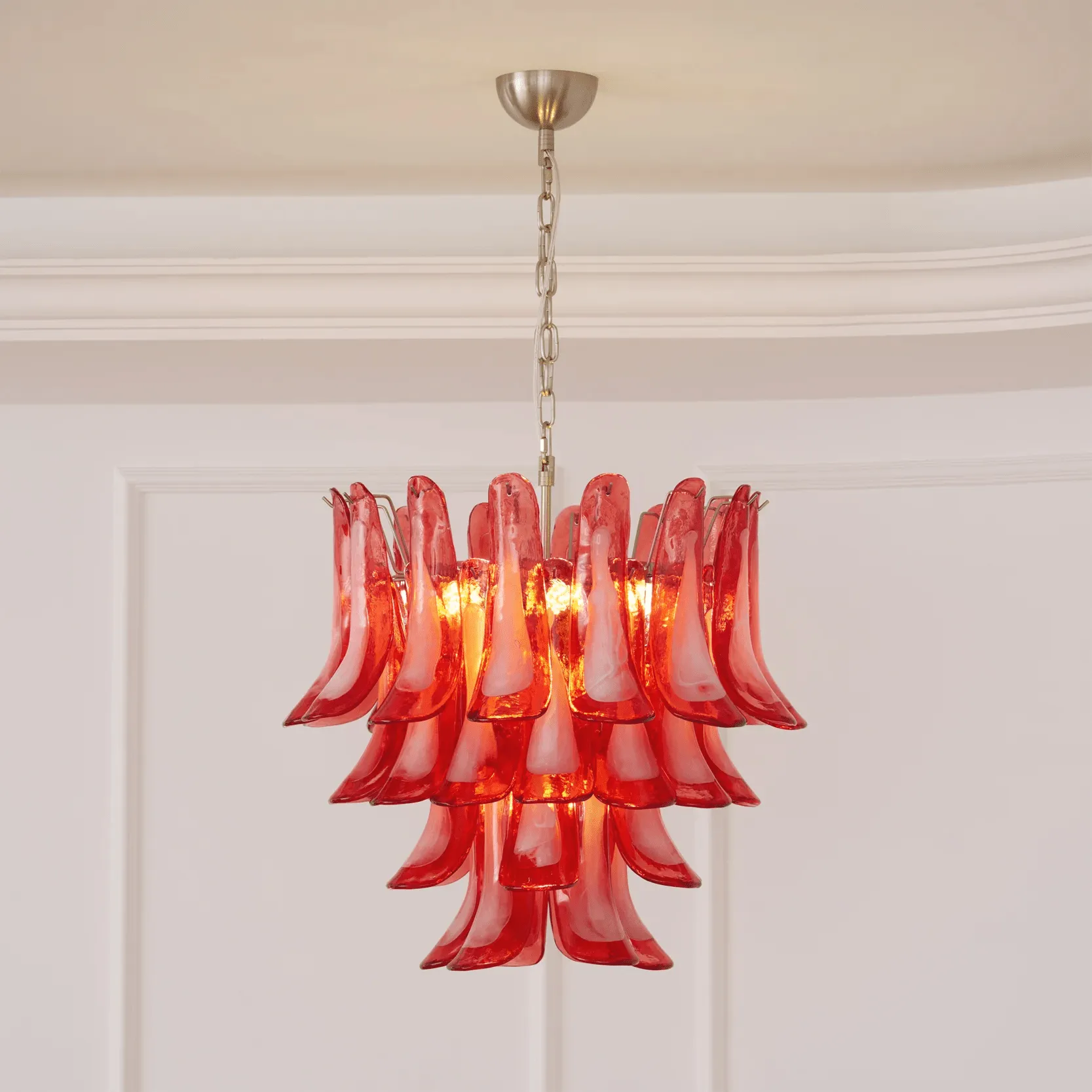 Crimson Glass Murano Petals Chandelier