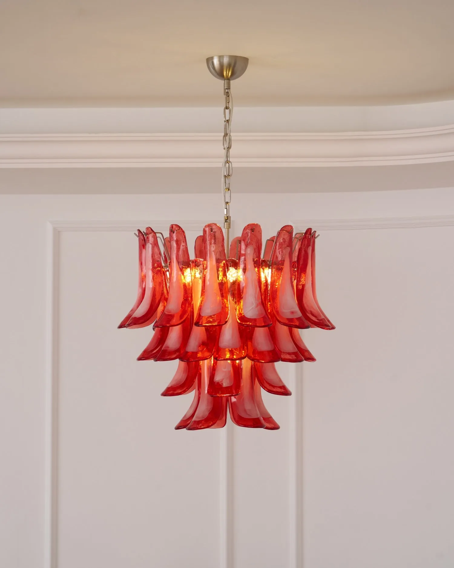Crimson Glass Murano Petals Chandelier