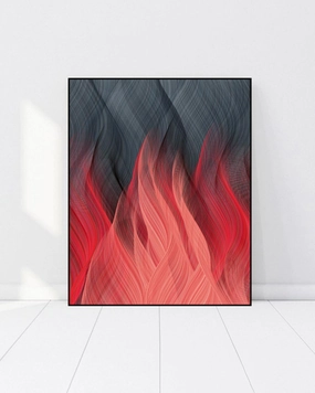 Crimson Flame 3D Abstract Oil Paintingnordic style wall decor