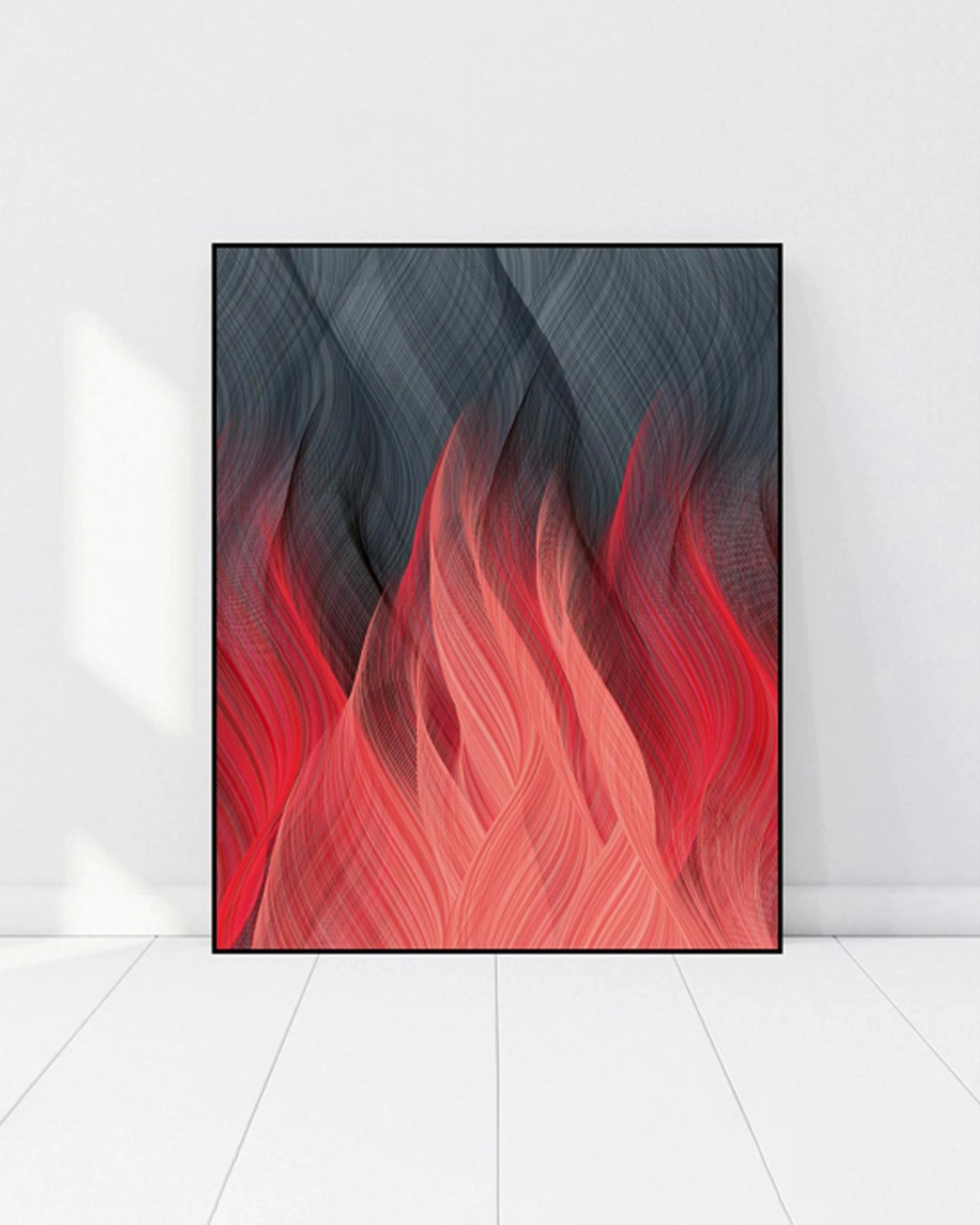 Crimson Flame 3D Abstract Oil Paintingnordic style wall decor
