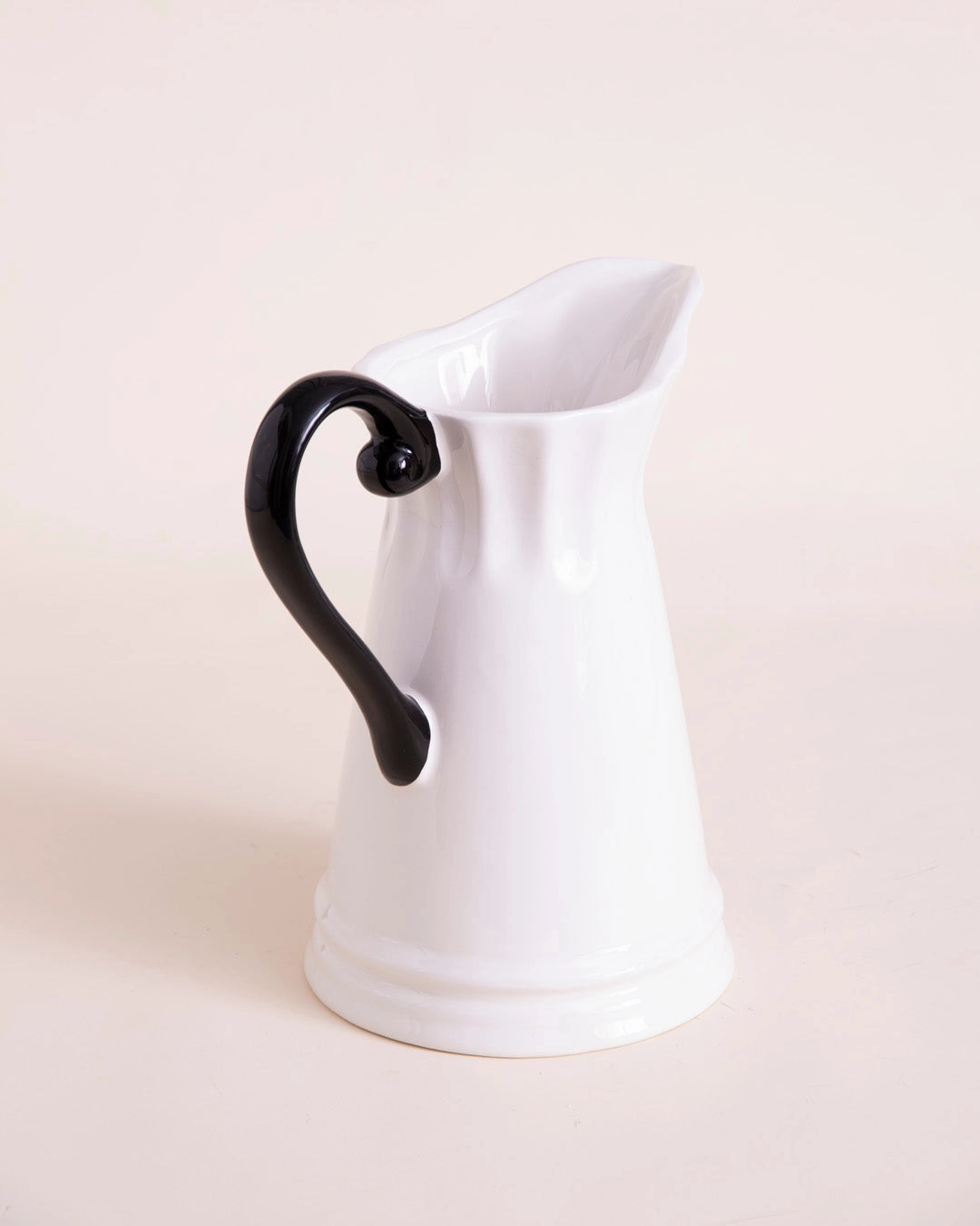Crisp White Ceramic Pitcher Vase - VII