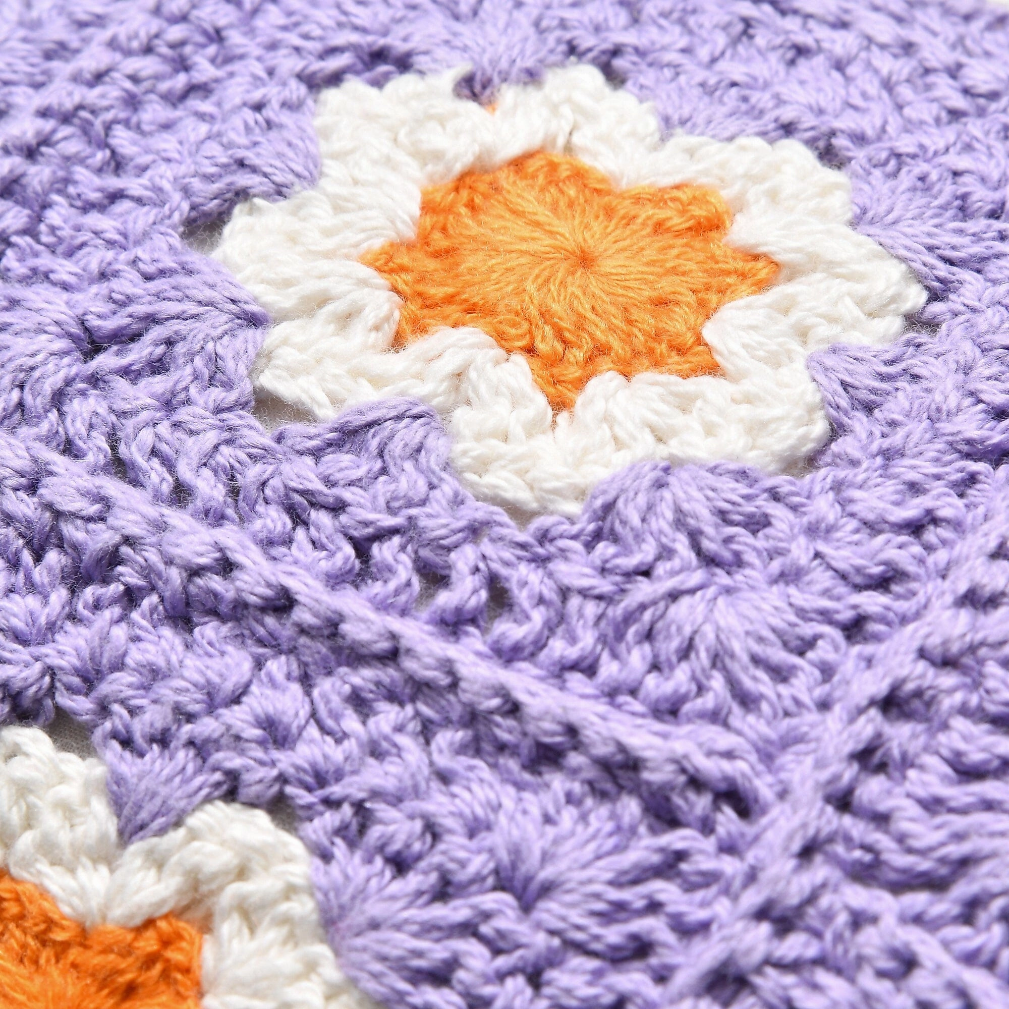 Crochet Flower Cushion Cover 400 X 250 Light Purple