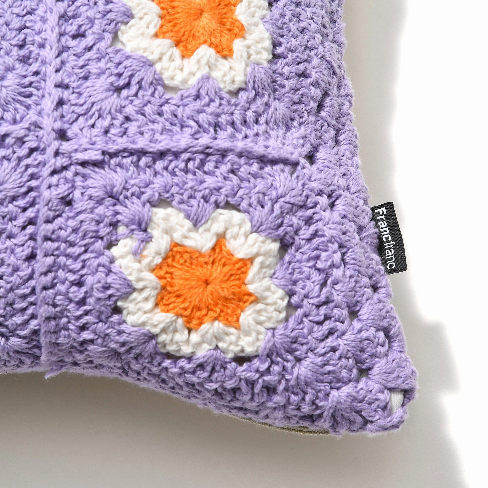 Crochet Flower Cushion Cover 400 X 250 Light Purple