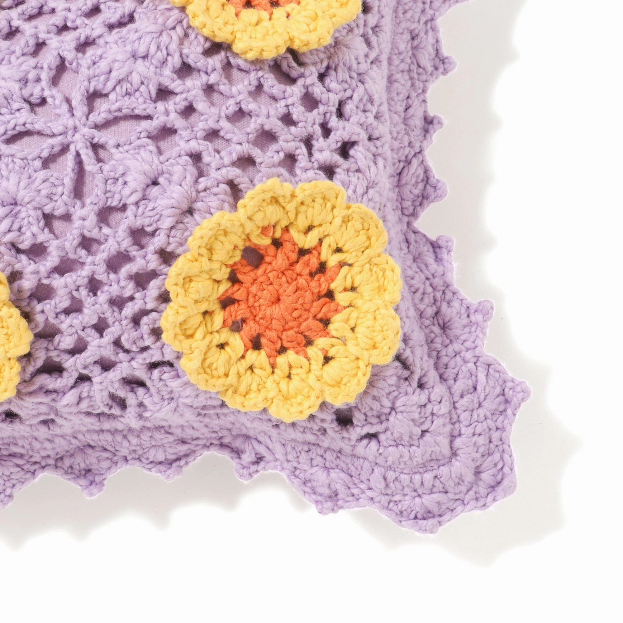 Crochet Flower Cushion Cover 400 X 250 Purple X Yellow