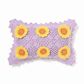 Crochet Flower Cushion Cover 400 X 250 Purple X Yellowbedding sets ,throw blankets 
