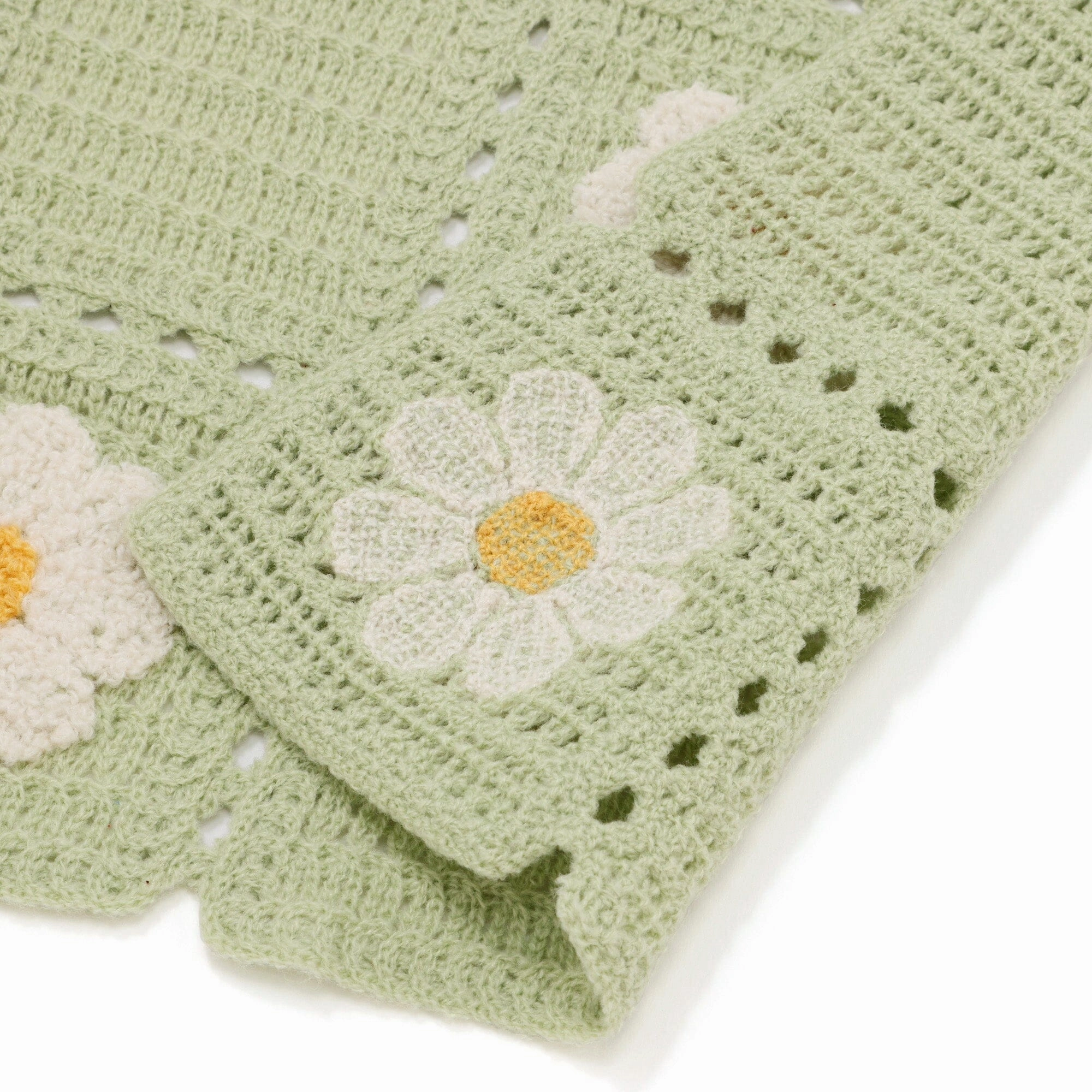 Crochet Flower Throw (Knee Blanket) 1300 x 1000 Light Green