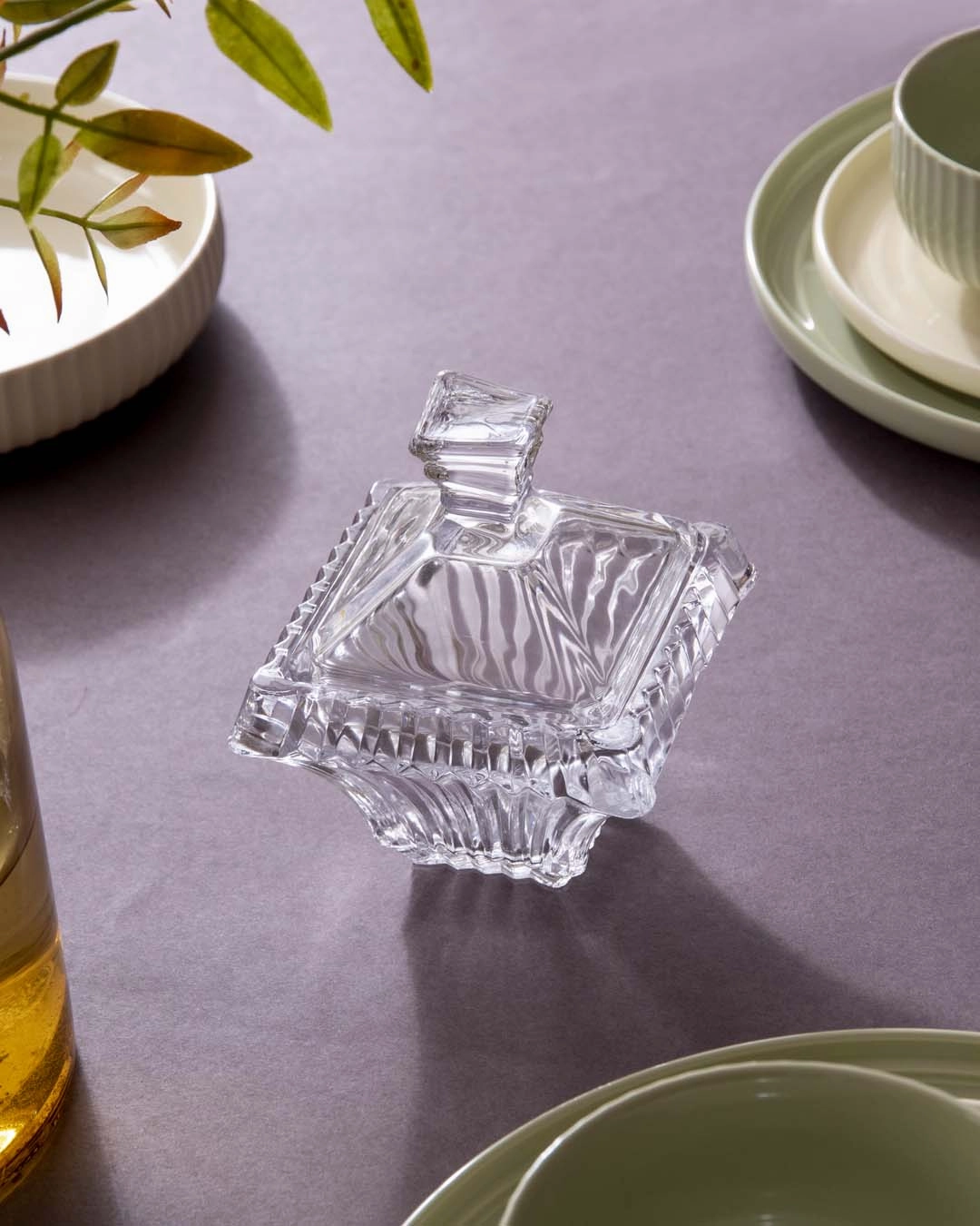 Crystal Cut Candy Jar With LId
