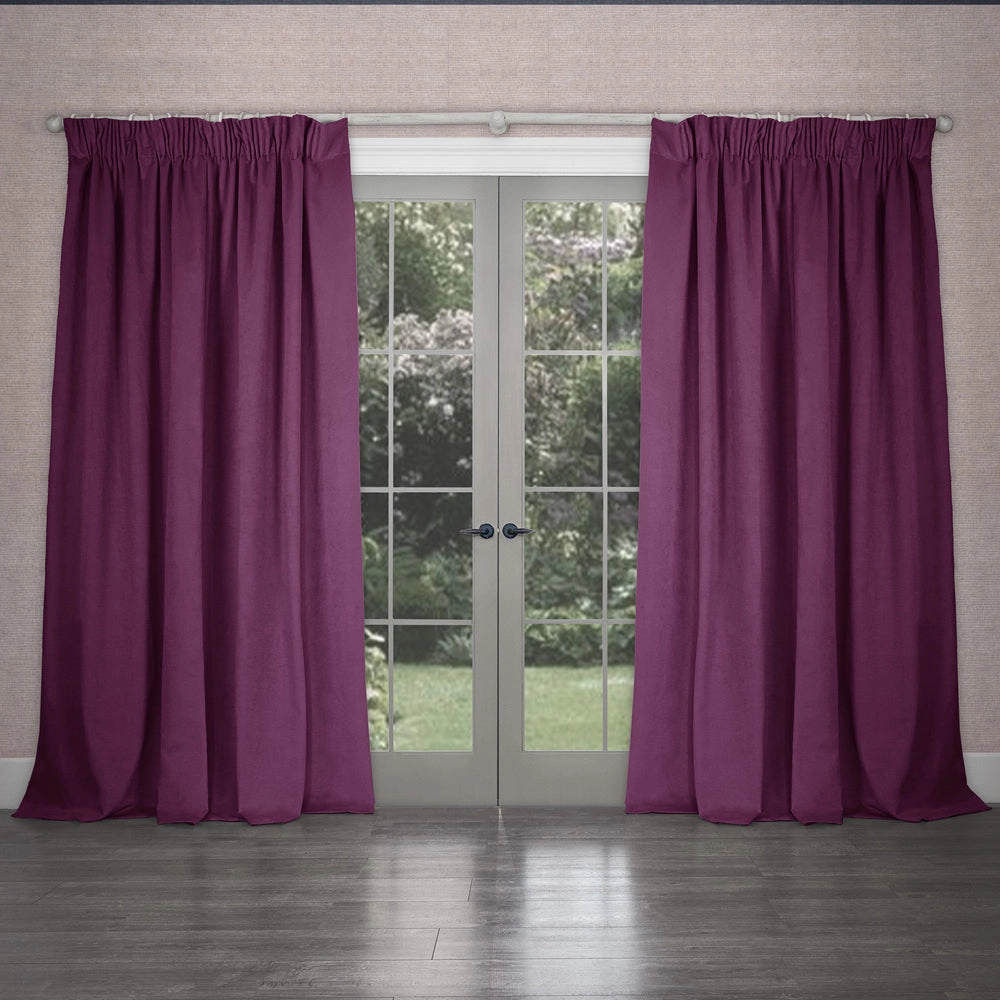 Cube Velvet Pencil Pleat Curtains Amethyst