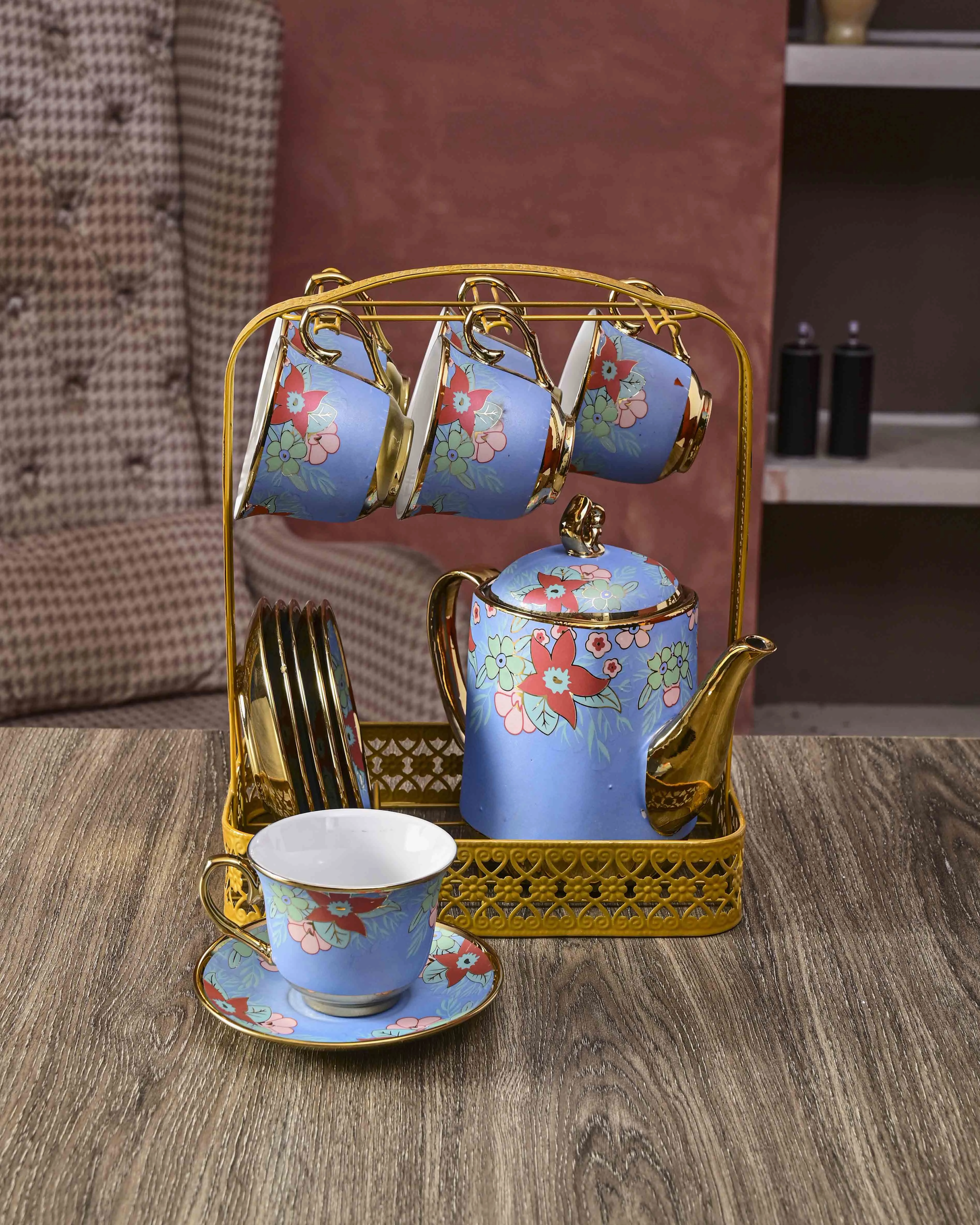 Dahlia - 14-Piece Tea Set with Standmodern kitchen decor ,kitchen dinner set ,dinnerware 