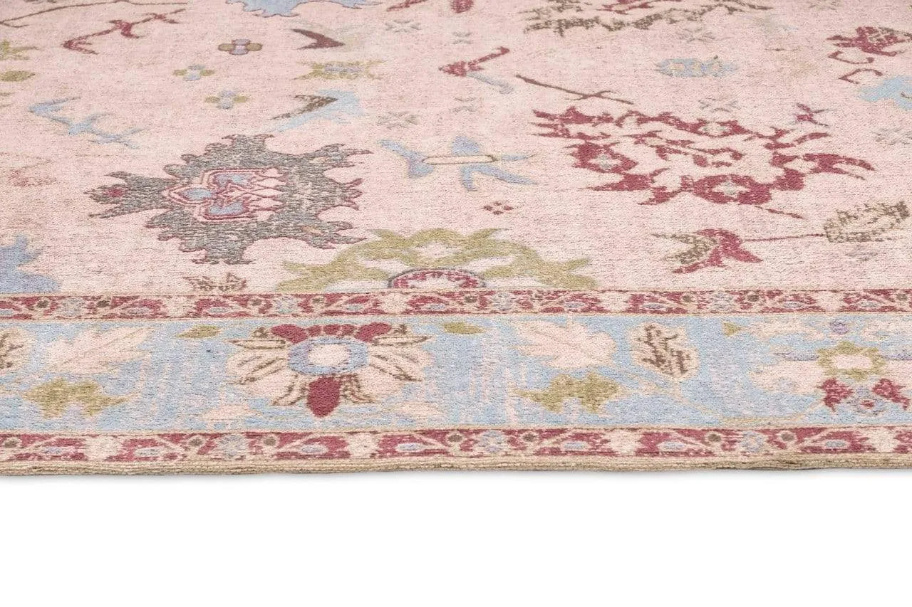 Dakota Blue and Pink Bordered Floral Rug *NO RETURNS UNLESS FAULTY
