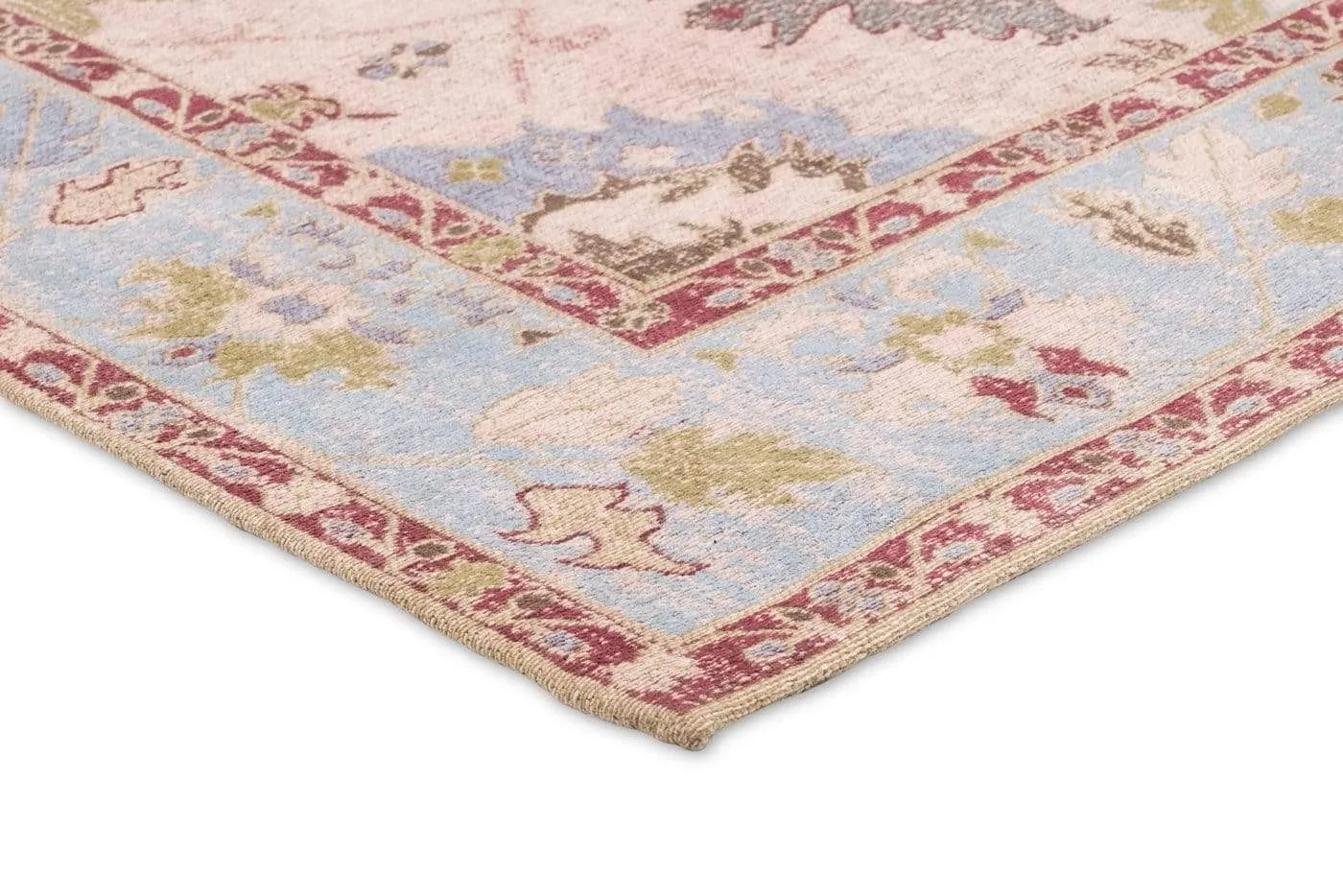 Dakota Blue and Pink Bordered Floral Rug *NO RETURNS UNLESS FAULTY