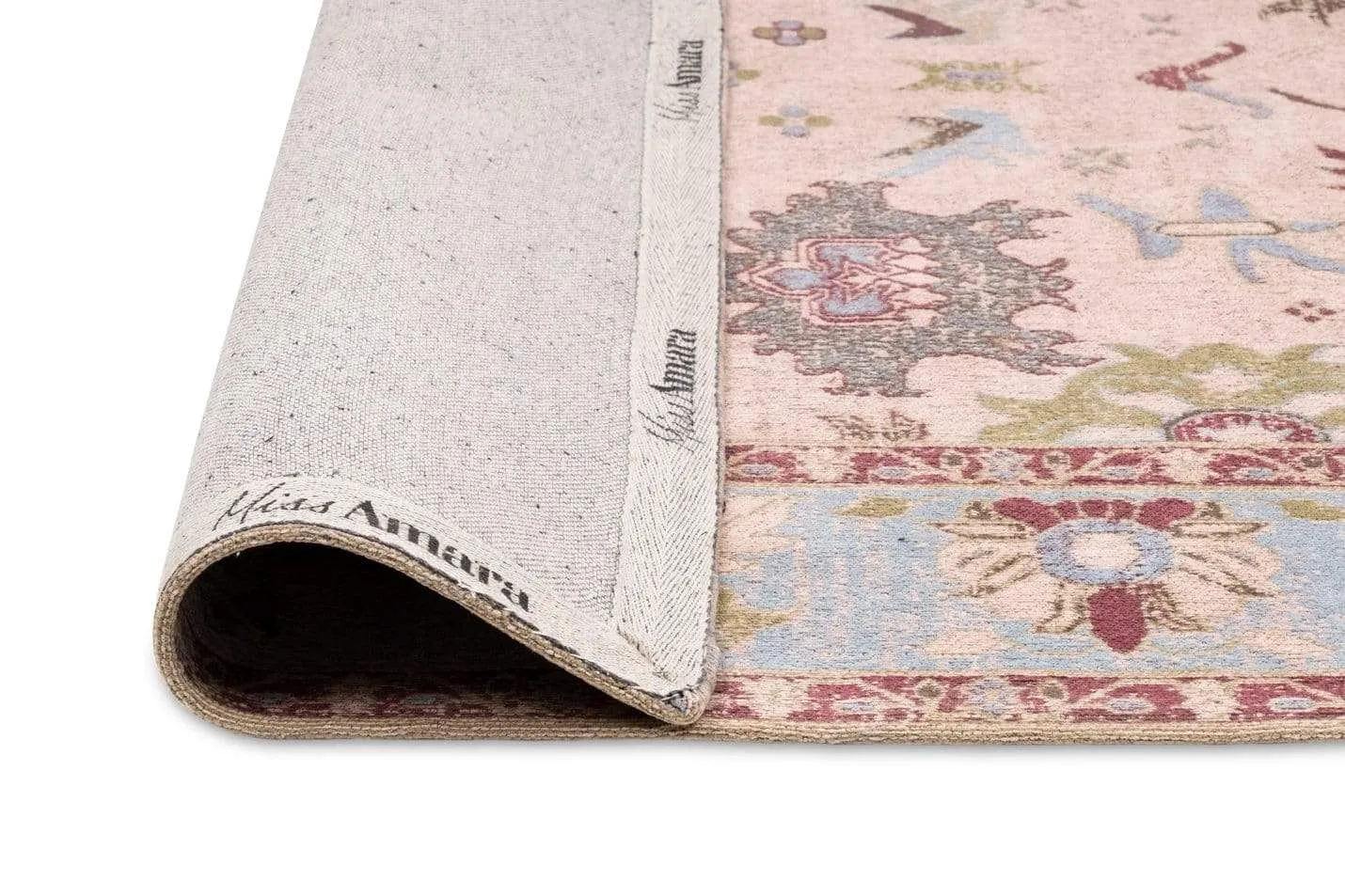 Dakota Blue and Pink Bordered Floral Rug *NO RETURNS UNLESS FAULTY