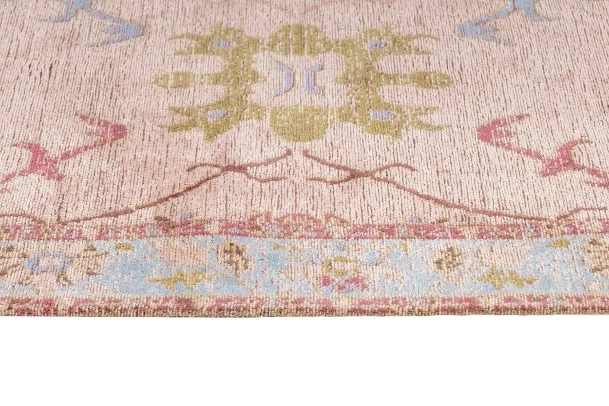 Dakota Blue and Pink Bordered Floral Runner Rug *NO RETURNS UNLESS FAULTY