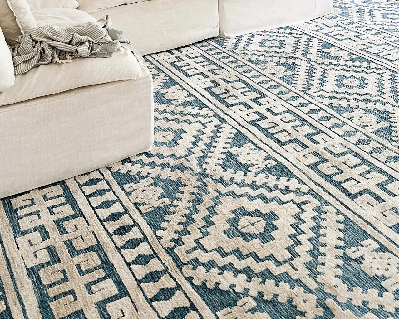 Daphne Blue Tribal Textured Rug *NO RETURNS UNLESS FAULTY