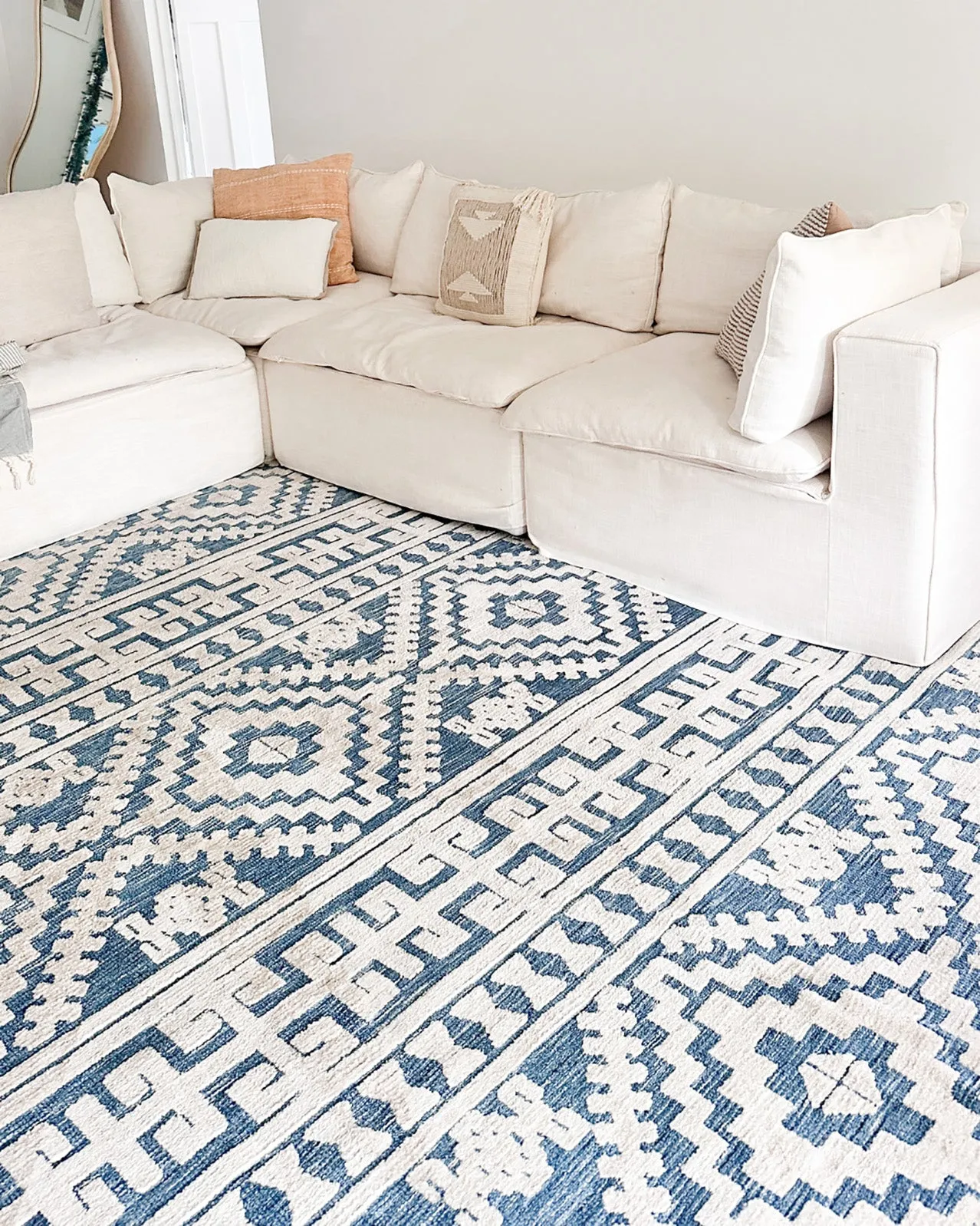 Daphne Blue Tribal Textured Rug *NO RETURNS UNLESS FAULTY