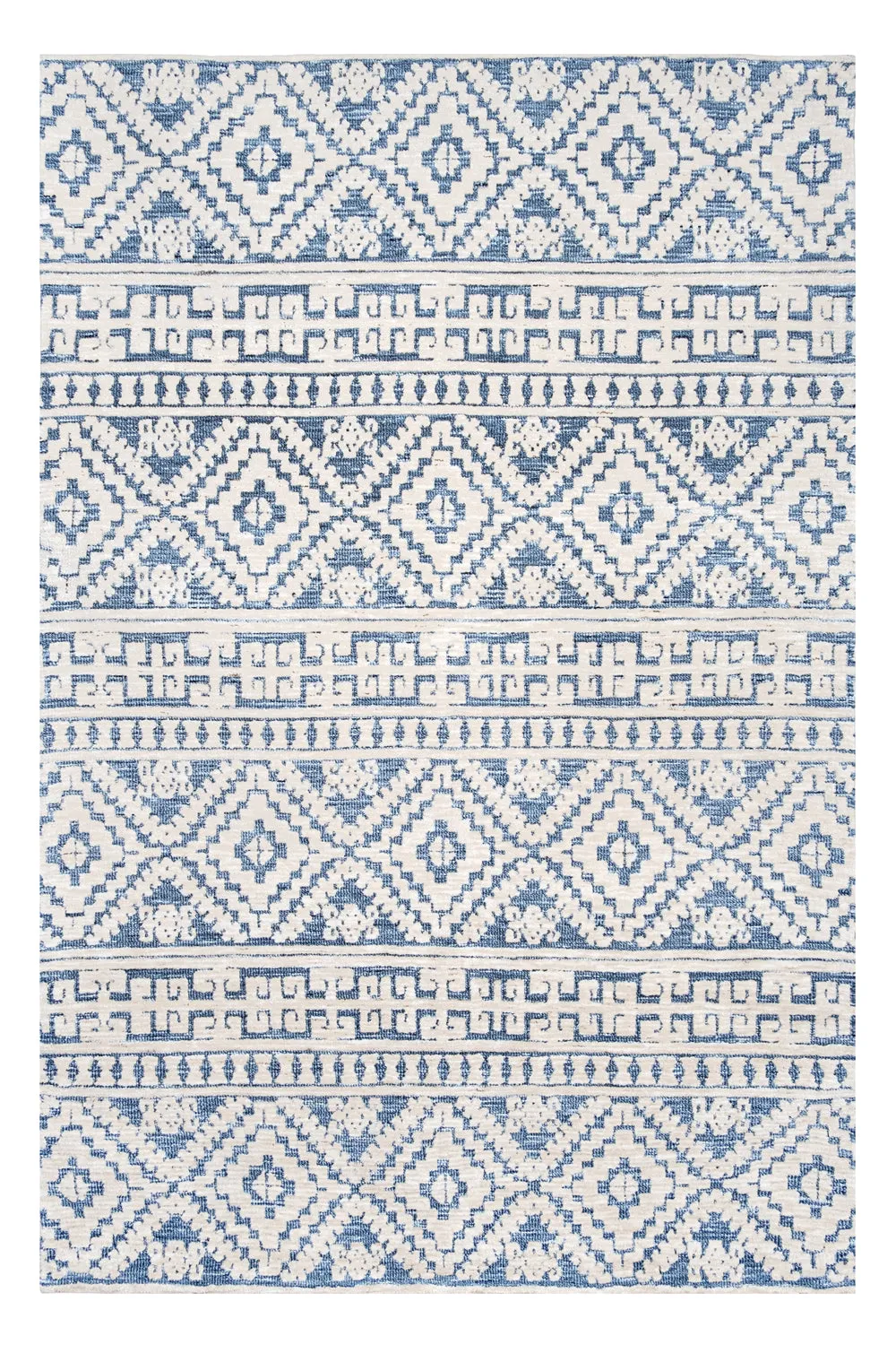 Daphne Blue Tribal Textured Rug *NO RETURNS UNLESS FAULTYmodern color block patchwork rug