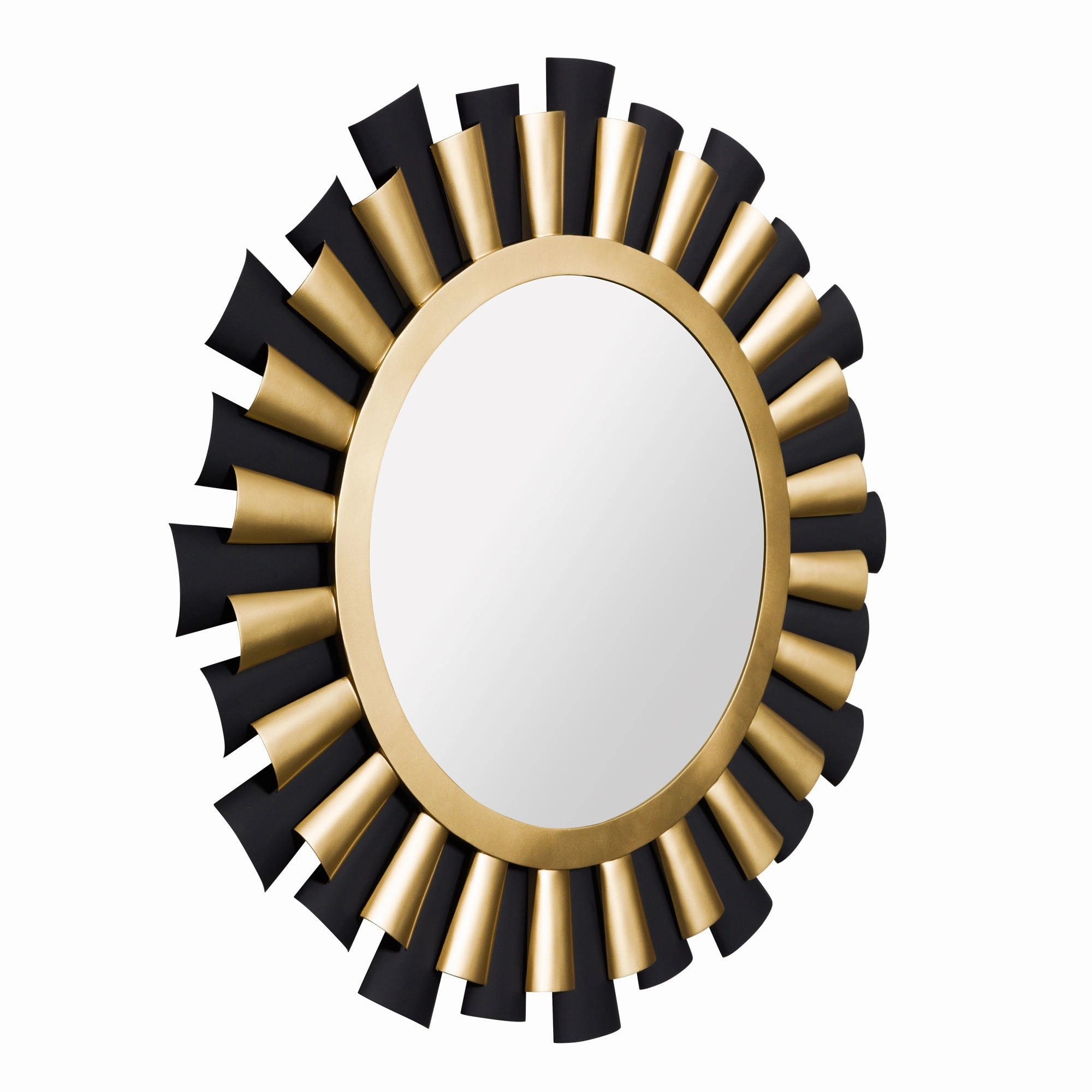 Daphne 372MI36MBFG 36-Inch Round Mirror - Matte Black/French Gold