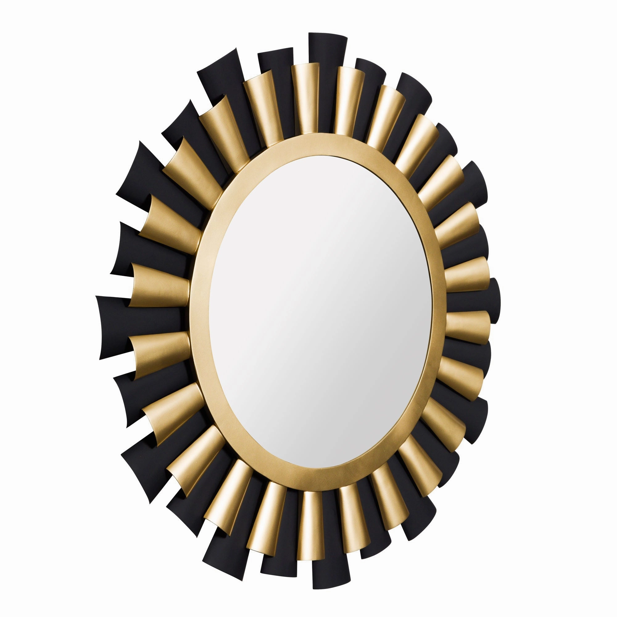 Daphne 372MI36MBFG 36-Inch Round Mirror - Matte Black/French Gold