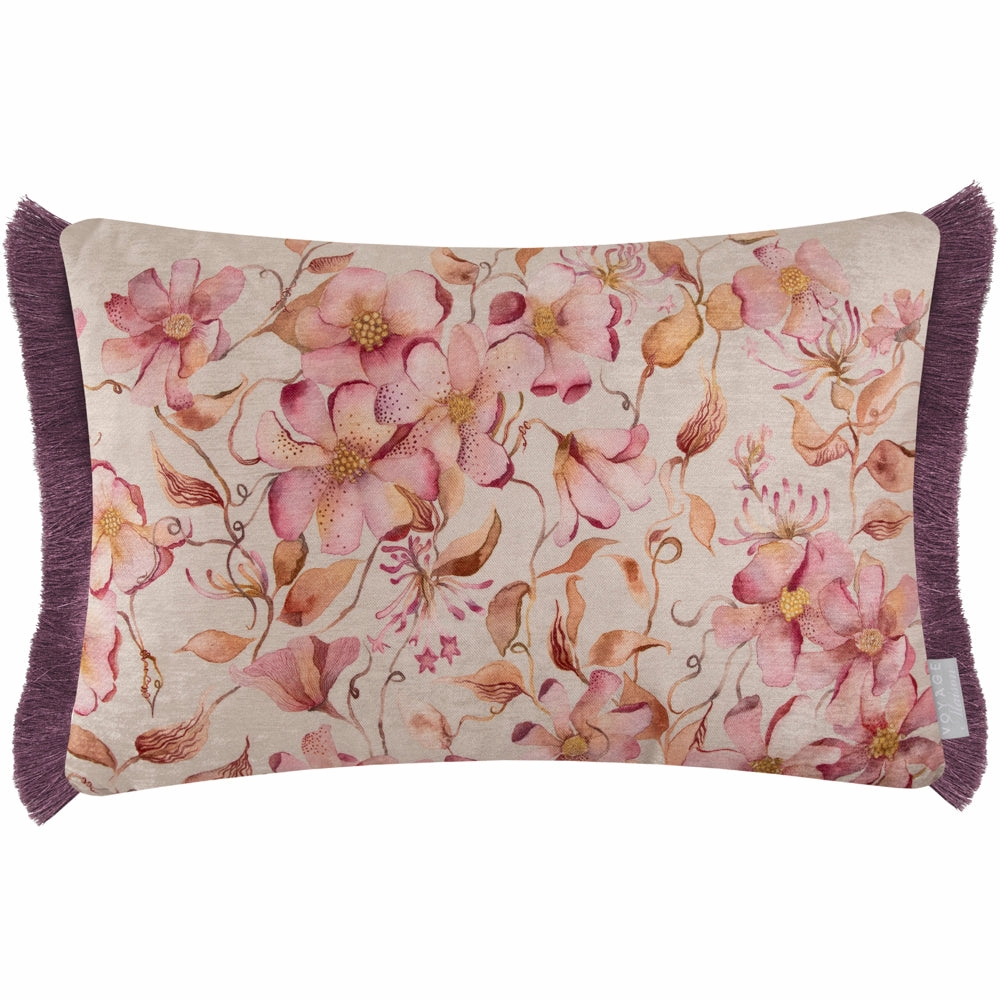 Daphne Printed Ruche Fringe Cushion Primrose