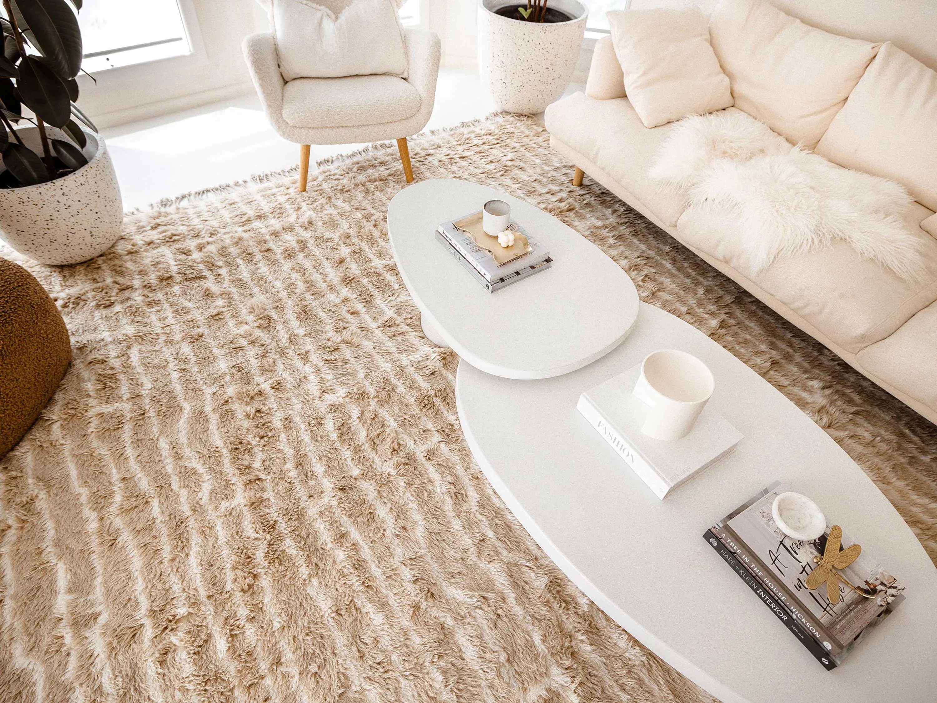 Daria Beige and Cream Abstract Tribal Wool Rug *NO RETURNS UNLESS FAULTY