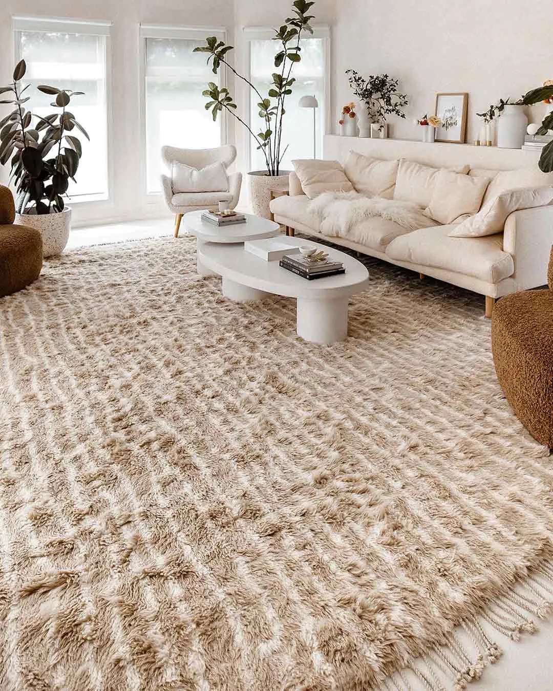 Daria Beige and Cream Abstract Tribal Wool Rug *NO RETURNS UNLESS FAULTY