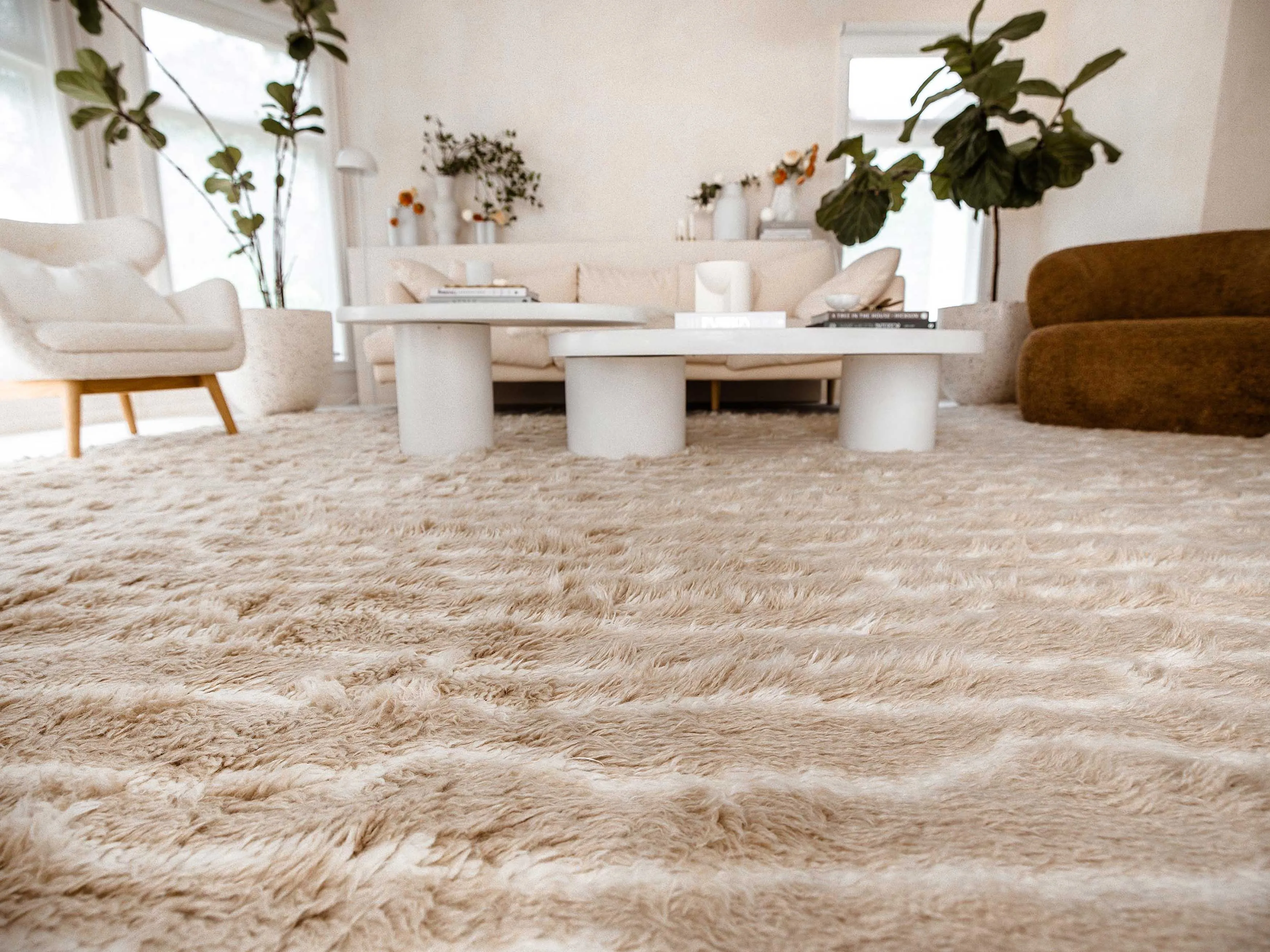 Daria Beige and Cream Abstract Tribal Wool Rug *NO RETURNS UNLESS FAULTY