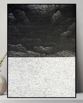 Dark River Forest 3D Abstract Oil Paintingnordic style wall decor