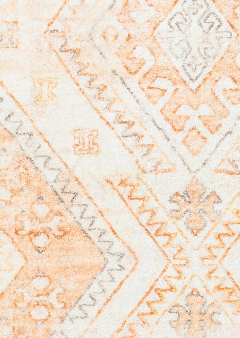 Dayanna Orange and Cream Tribal Washable Runner Rug *NO RETURNS UNLESS FAULTY