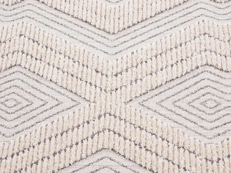Dayna Ivory and Grey Textured Diamond Tribal Runner Rug