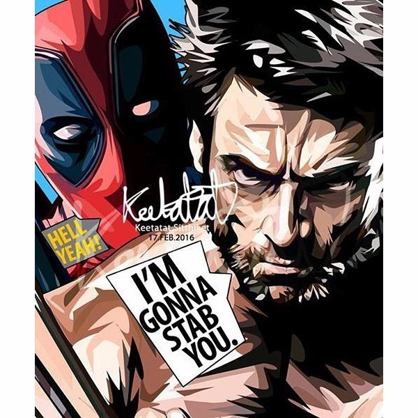 Deadpool Vs Wolverine Pop Art Poster Wall Decoration Drawing Marvelmodern abstract painting decor