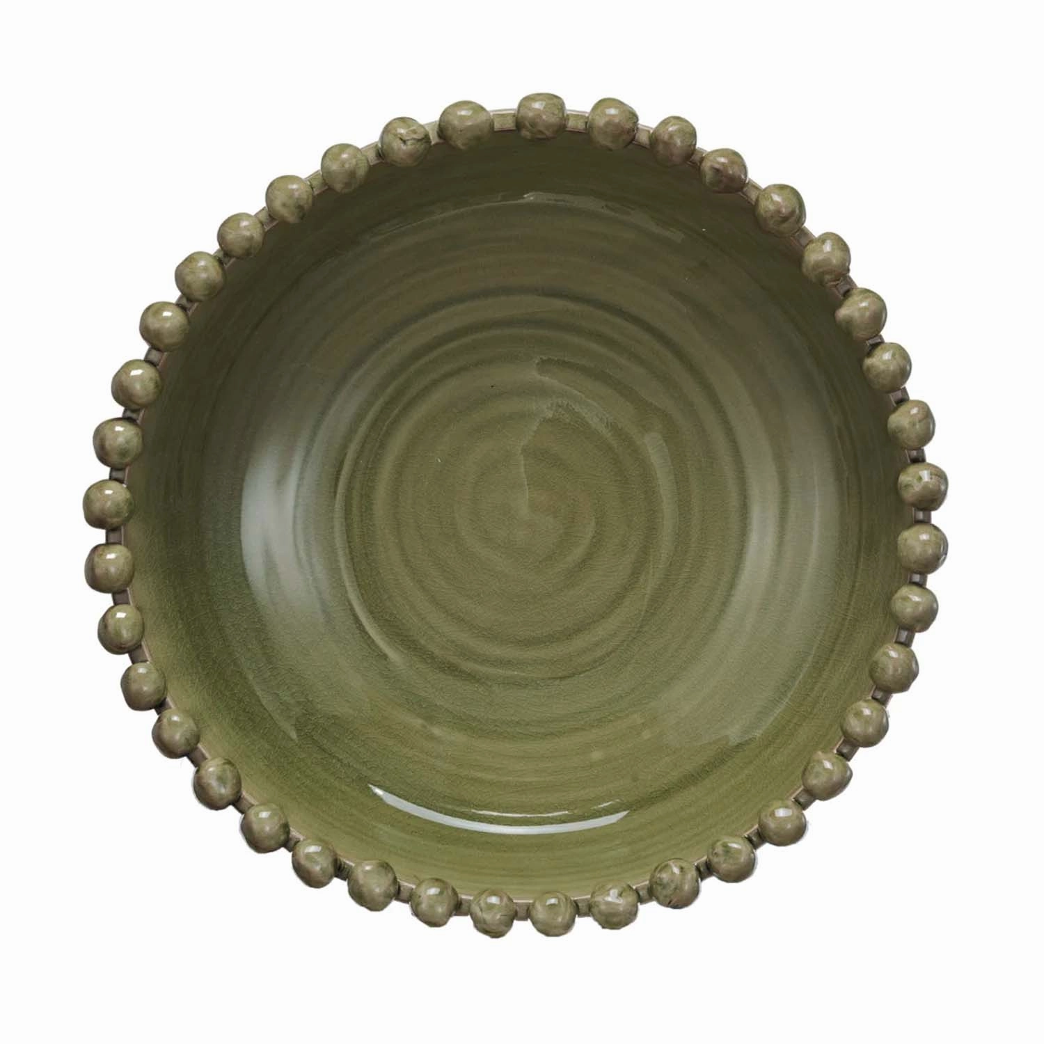 Decorative Handmade Terra-cotta Bowl with Hobnail Edge