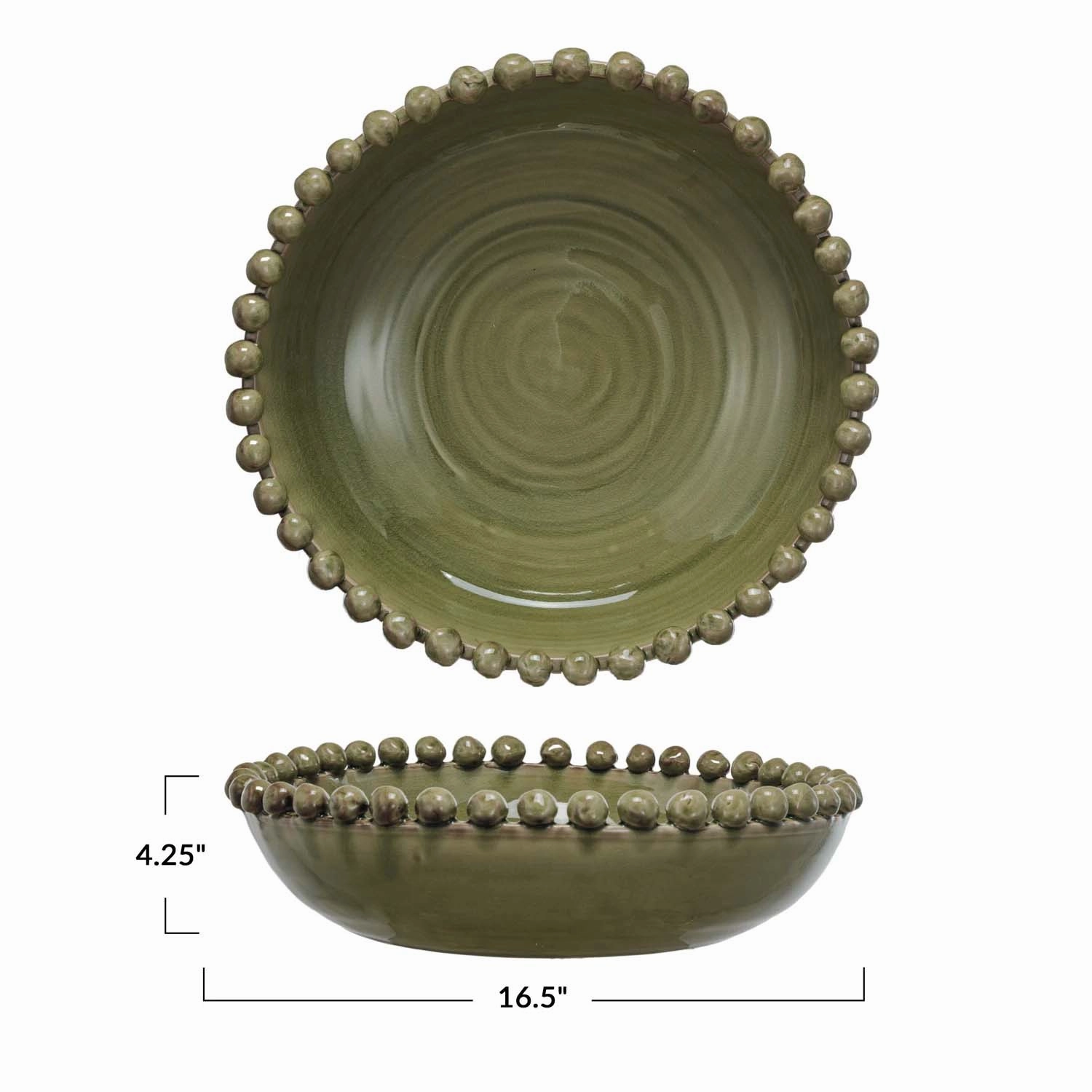Decorative Handmade Terra-cotta Bowl with Hobnail Edge