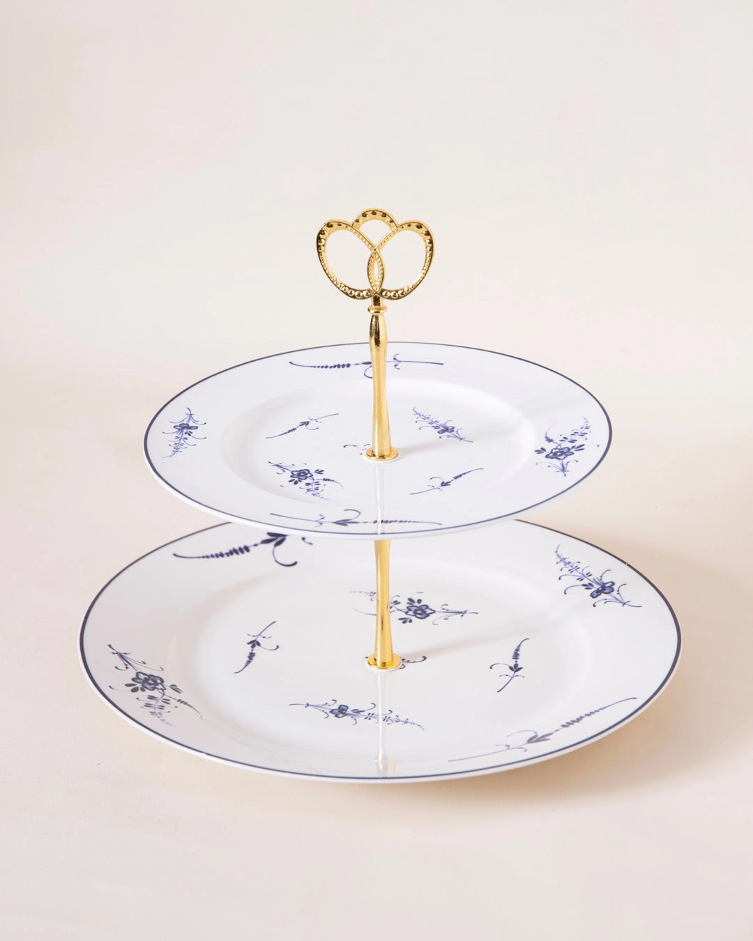 Delicate Blue Floral 2-Tier Cake stand