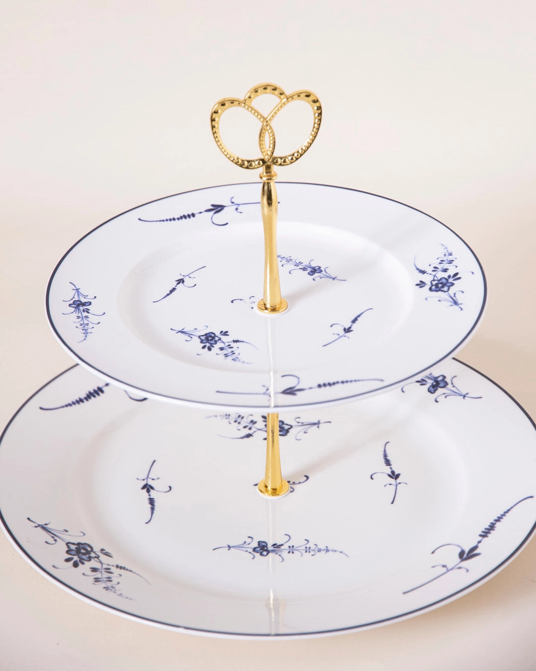 Delicate Blue Floral 2-Tier Cake stand