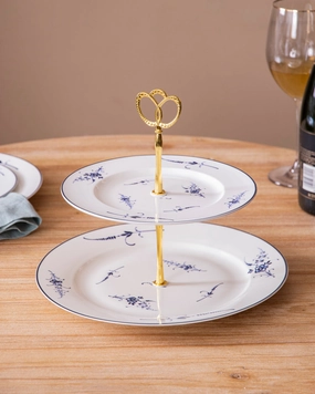 Delicate Blue Floral 2-Tier Cake standmodern kitchen decor ,kitchen dinner set ,dinnerware 