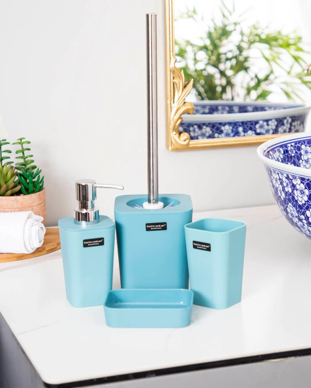 Delightful 4 Piece Bathroom Accessory - Blue