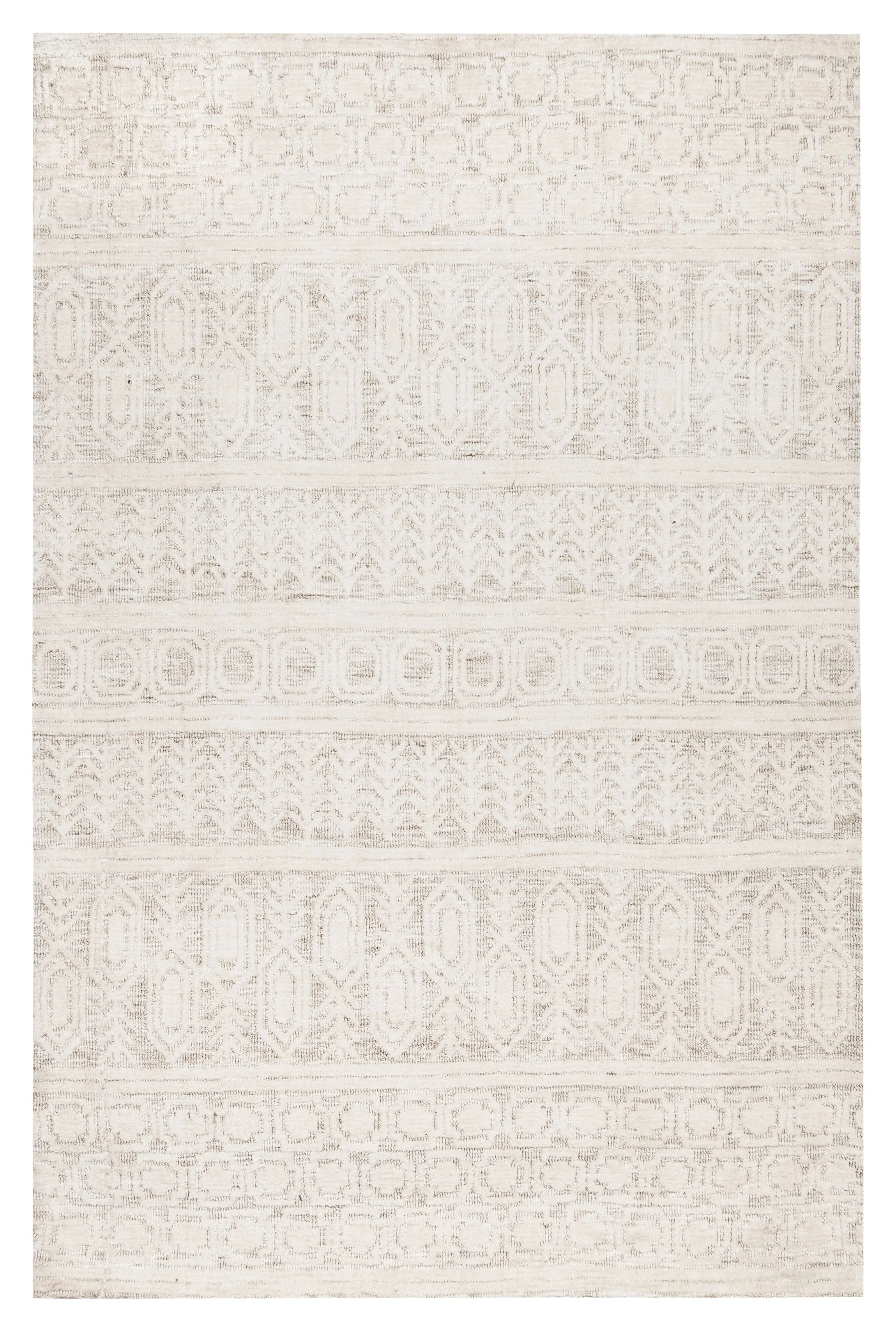 Delphine Ivory and Beige Tribal Transitional Rugmodern color block patchwork rug