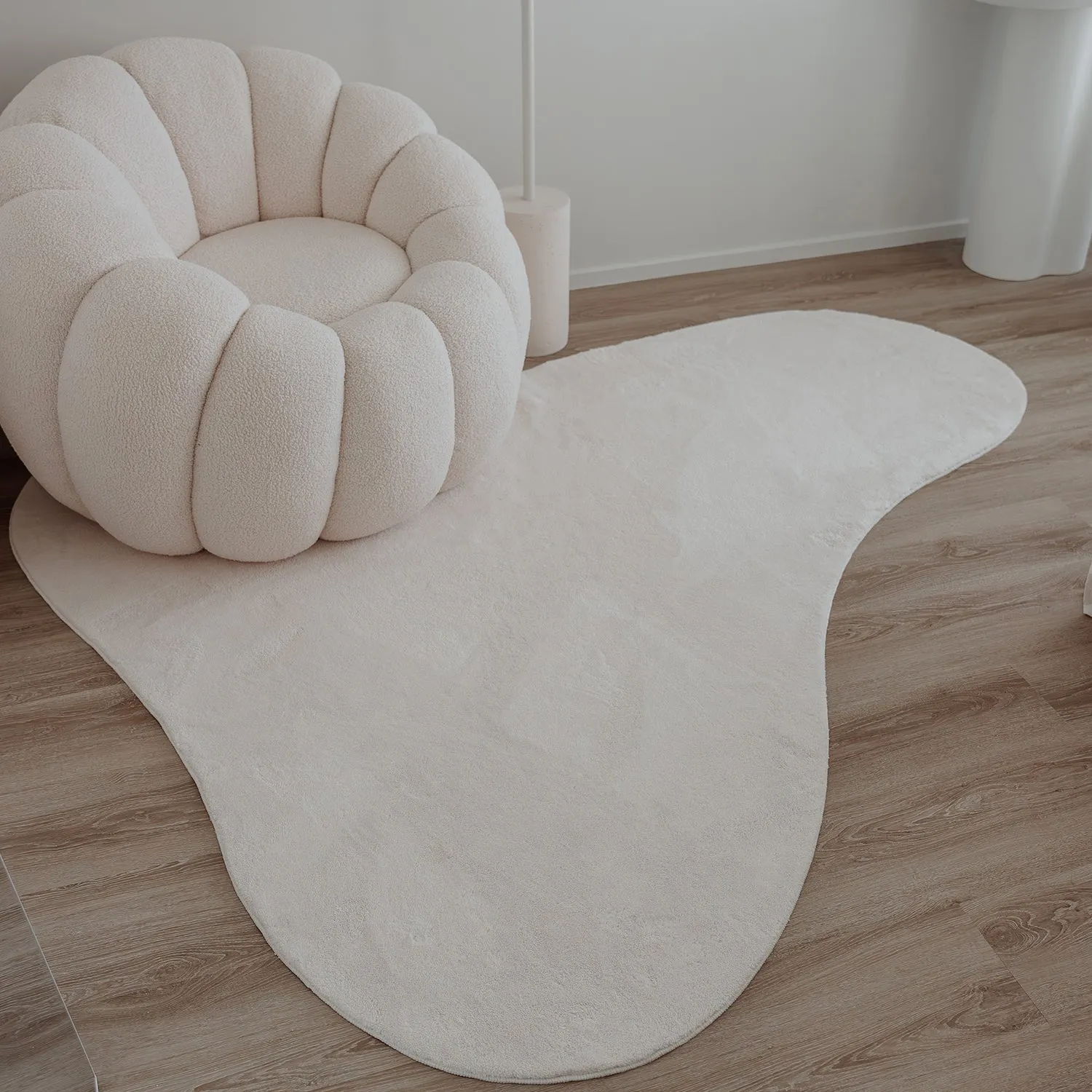 Demi Neutral Cream Irregular Shape Washable Rug