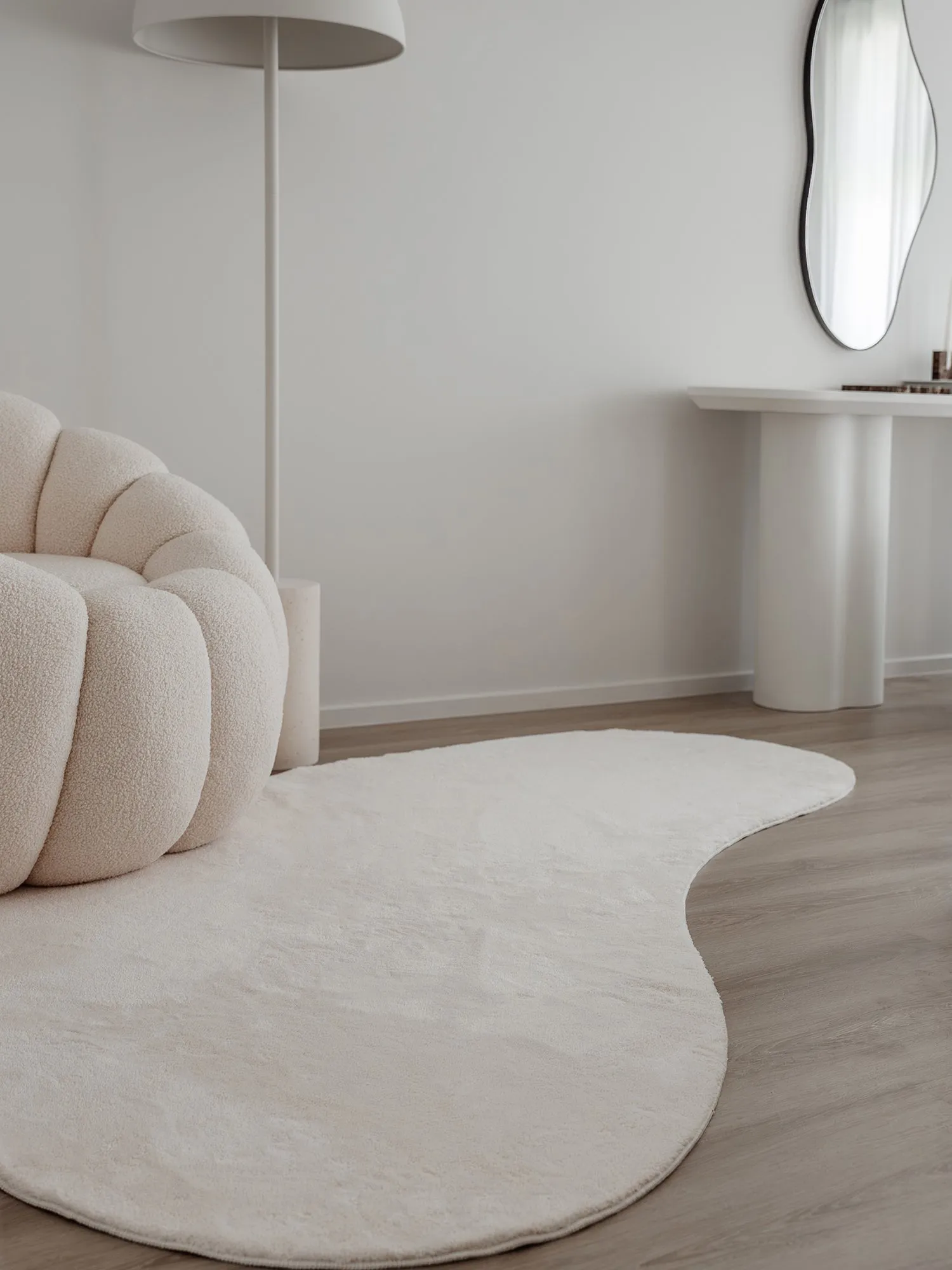 Demi Neutral Cream Irregular Shape Washable Rug