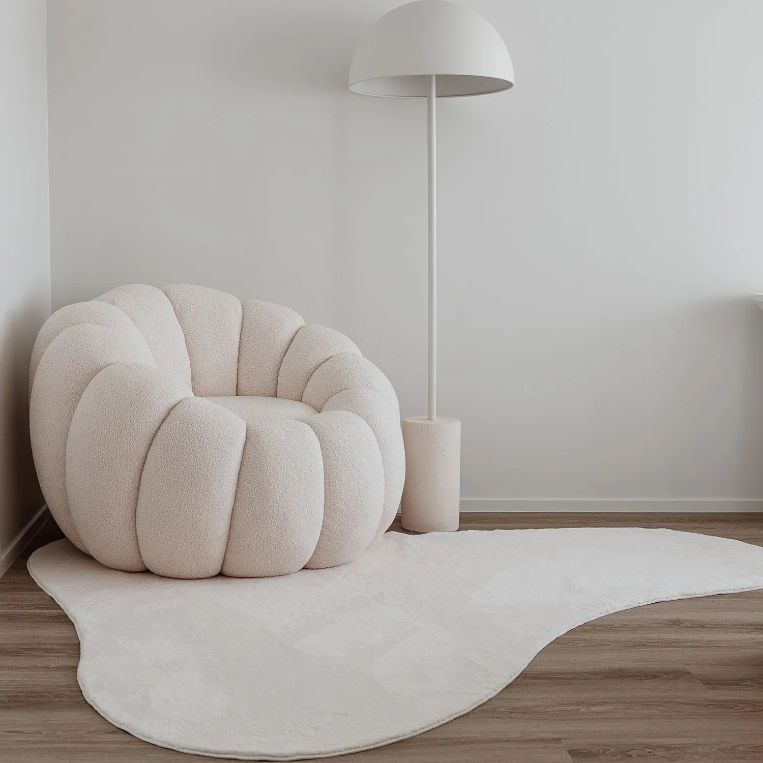 Demi Neutral Cream Irregular Shape Washable Rug