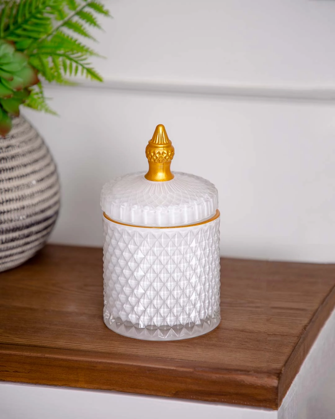 Diamond Candy Buffet Jar - White