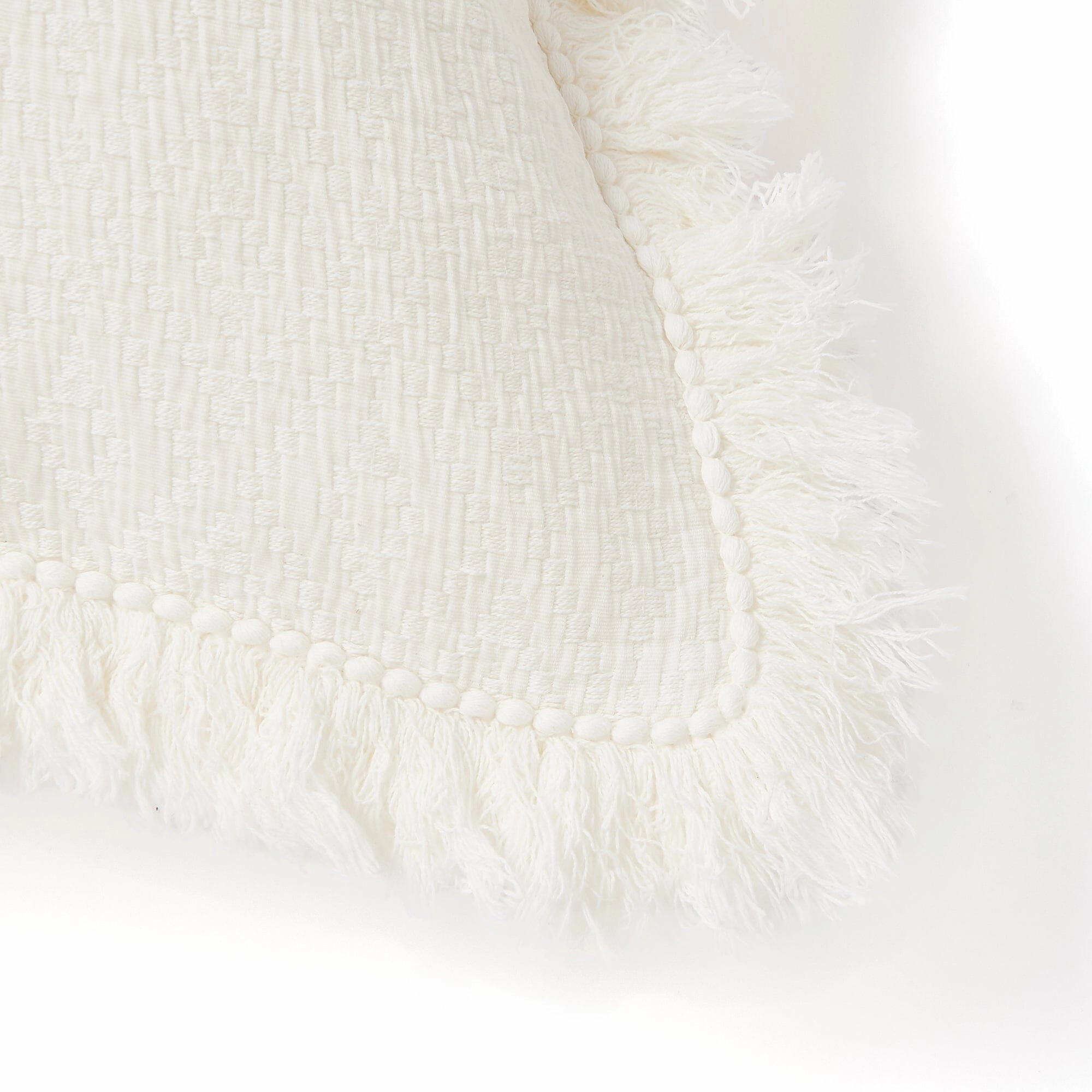 Diamond Fringe Cushion Cover 1000 X 450 White