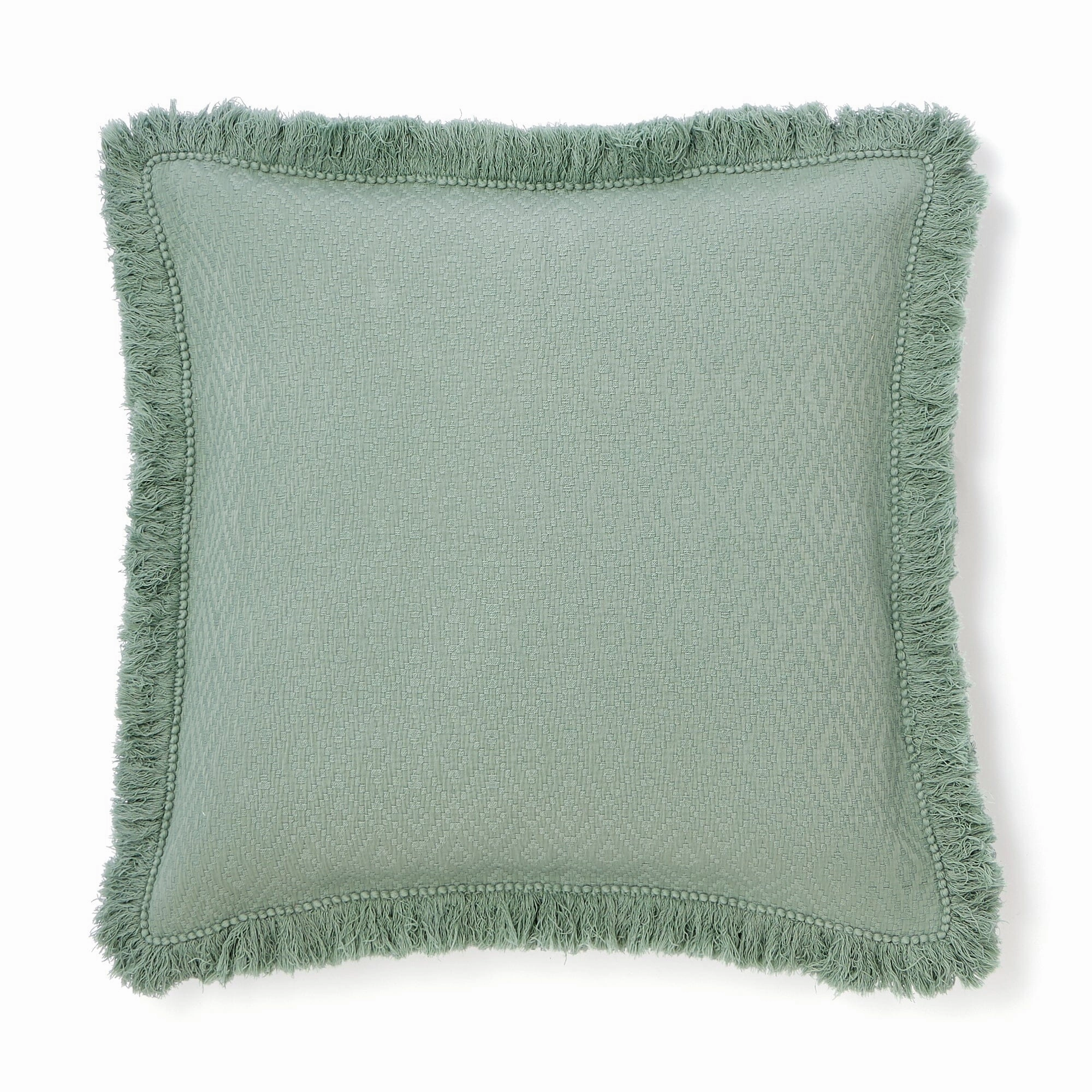 Diamond Fringe Cushion Cover 600 X 600 Greenbedding sets ,throw blankets 