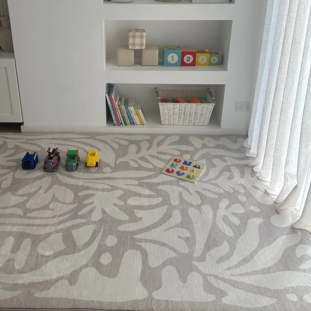 Didi Grey Cream Leaves Rollie Pollie Playmat