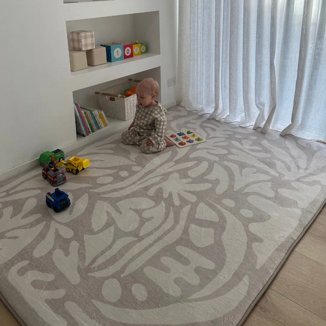 Didi Grey Cream Leaves Rollie Pollie Playmat