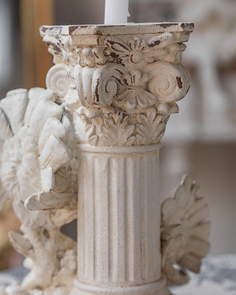 Distressed Finish Dove Candle Holder