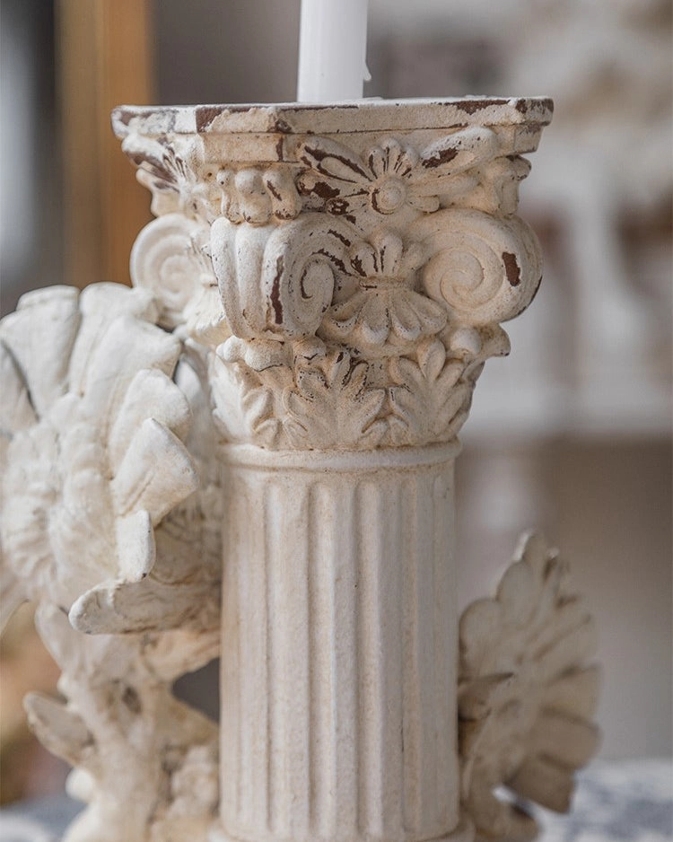 Distressed Finish Dove Candle Holder
